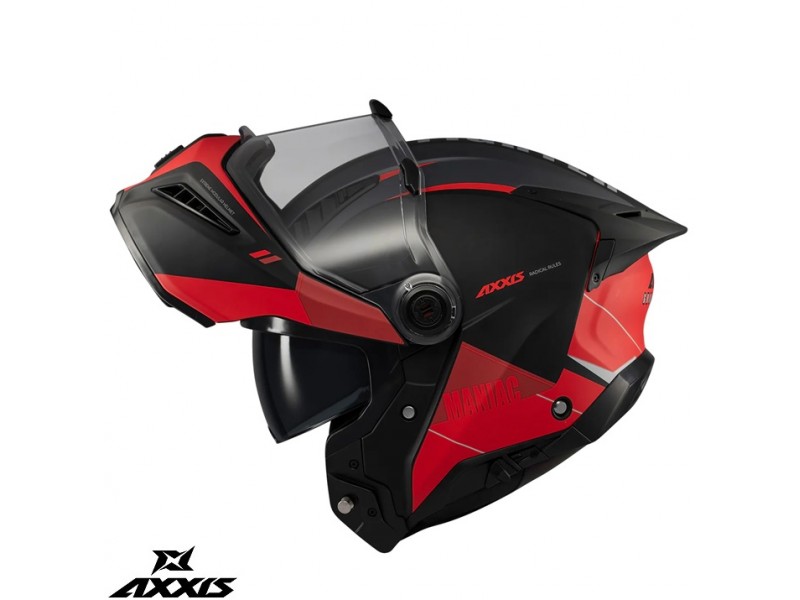 Casca modulabila (flip-up) Axxis GhostFighter SV Maniac B5 negru/rosu mat (ochelari soare integrati) – tip viziera: MT-V-36 Casca modulabila (flip-up) Axxis GhostFighter SV Maniac B5 negru/rosu mat (ochelari soare integrati) – tip viziera: MT-V-36
