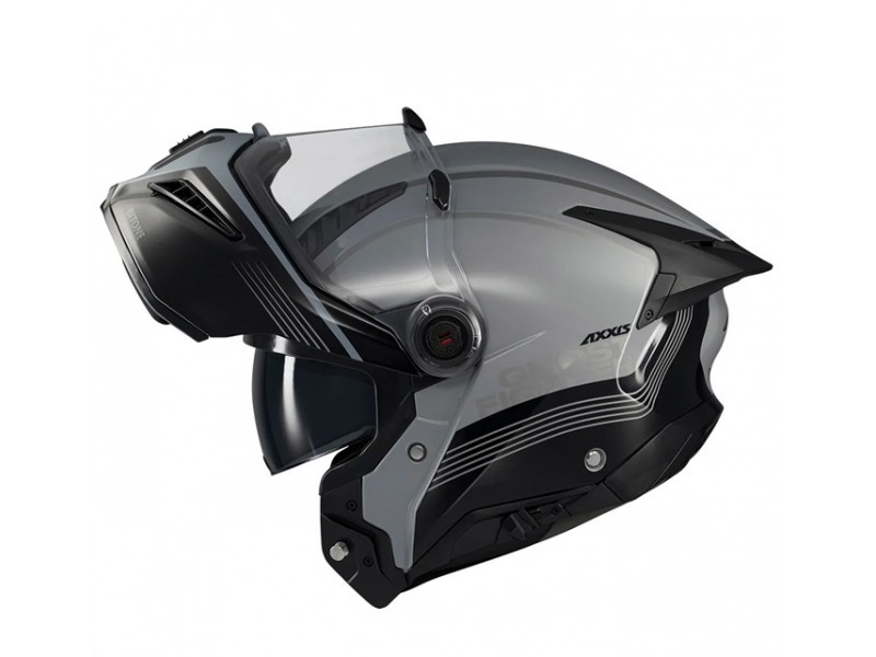 Casca modulabila (flip-up) Axxis GhostFighter SV Bitone C2 negru/gri lucios (ochelari soare integrati) – tip viziera: MT-V-36