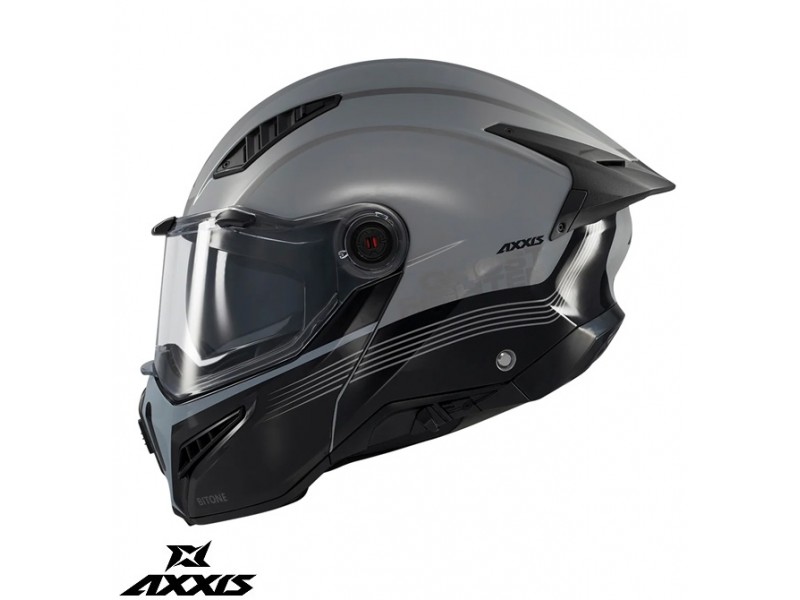 Casca modulabila (flip-up) Axxis GhostFighter SV Bitone C2 negru/gri lucios (ochelari soare integrati) – tip viziera: MT-V-36