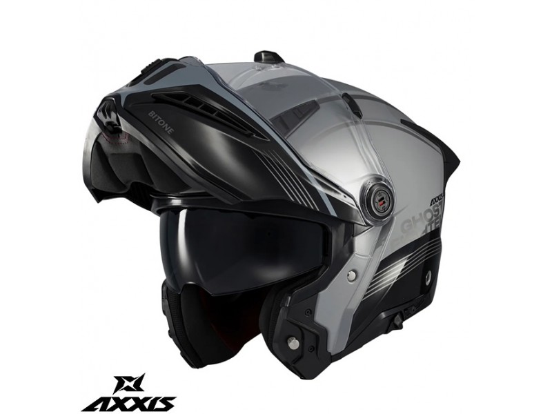 Casca modulabila (flip-up) Axxis GhostFighter SV Bitone C2 negru/gri lucios (ochelari soare integrati) – tip viziera: MT-V-36