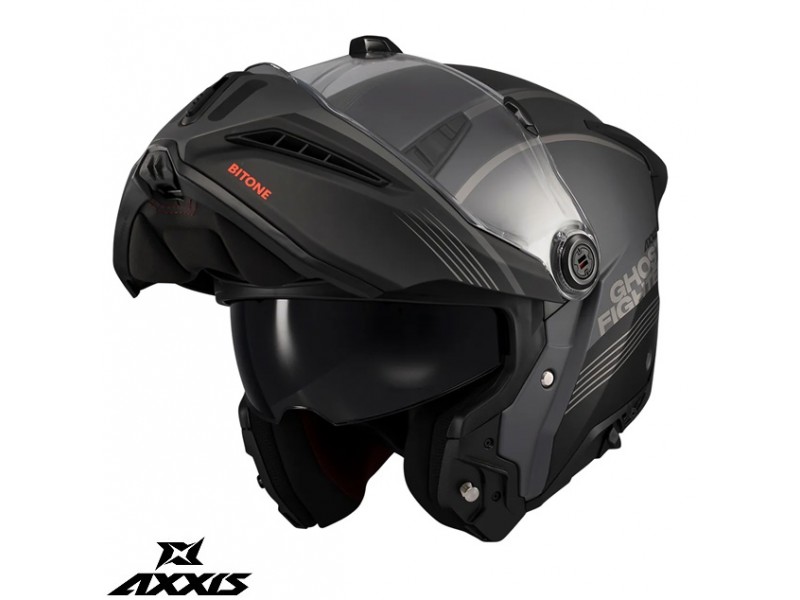 Casca modulabila (flip-up) Axxis GhostFighter SV Bitone C12 gri mat (ochelari soare integrati) – tip viziera: MT-V-36