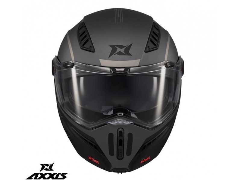 Casca modulabila (flip-up) Axxis GhostFighter SV Bitone C12 gri mat (ochelari soare integrati) – tip viziera: MT-V-36