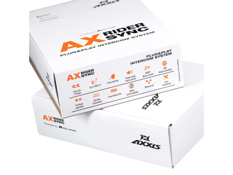 Sistem comunicatie moto complet Bluetooth MT - Axxis AX-RIDER SYNC - Plug&Play Intercom System - kit 1 bucata (pentru 1 utilizator)