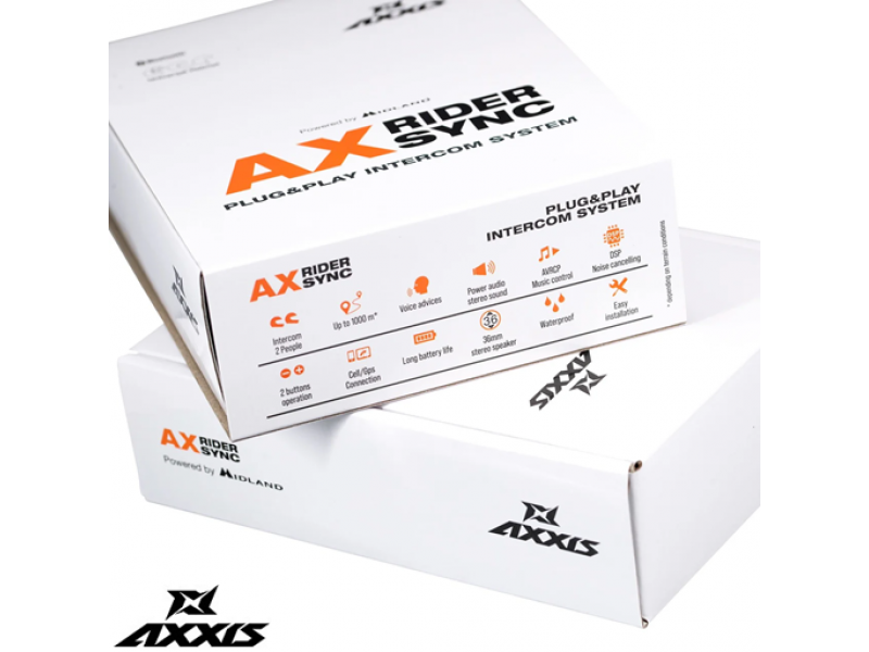 Sistem comunicatie moto complet Bluetooth MT - Axxis AX-RIDER SYNC - Plug&Play Intercom System - kit 1 bucata (pentru 1 utilizator)