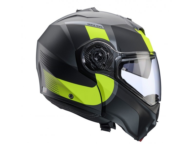 Casca modulabila (flip-up) Caberg model Duke Evo SV Indy L1 gun metal (titanium)/galben fluor/negru mat Pinlock ready - lentila Pinlock inclusa