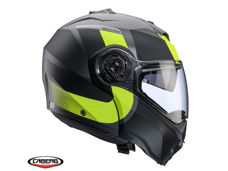 Casca modulabila (flip-up) Caberg model Duke Evo SV Indy L1 gun metal (titanium)/galben fluor/negru mat Pinlock ready - lentila Pinlock inclusa