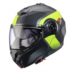 Casca modulabila (flip-up) Caberg model Duke Evo SV Indy L1 gun metal (titanium)/galben fluor/negru mat Pinlock ready - lentila Pinlock inclusa