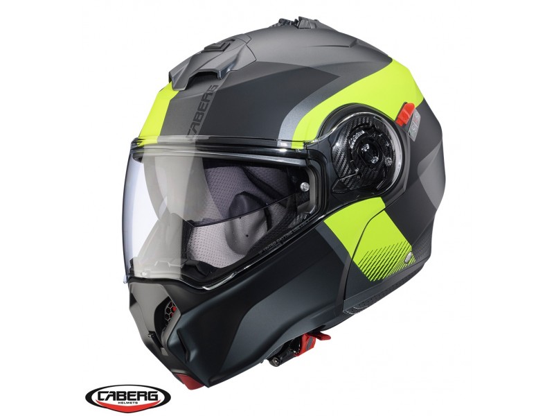 Casca modulabila (flip-up) Caberg model Duke Evo SV Indy L1 gun metal (titanium)/galben fluor/negru mat Pinlock ready - lentila Pinlock inclusa