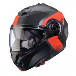 Casca modulabila (flip-up) Caberg model Duke Evo SV Indy L2 gun metal (titanium)/rosu fluor/negru mat Pinlock ready - lentila Pinlock inclusa