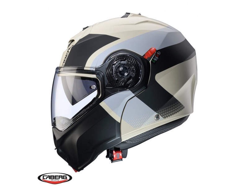 Casca modulabila (flip-up) Caberg model Duke Evo SV Indy P8 sand (nisipiu)/negru/gri mat Pinlock ready - lentila Pinlock inclusa