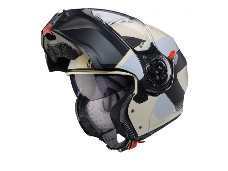 Casca modulabila (flip-up) Caberg model Duke Evo SV Indy P8 sand (nisipiu)/negru/gri mat Pinlock ready - lentila Pinlock inclusa