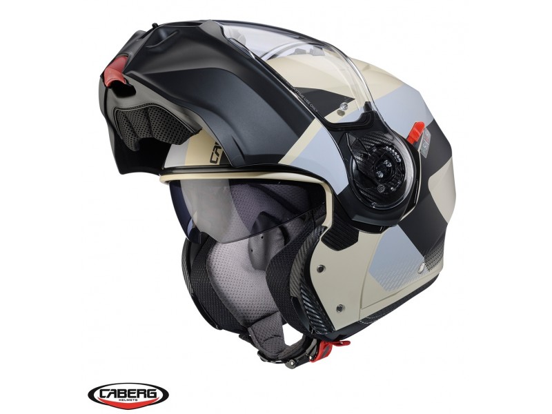 Casca modulabila (flip-up) Caberg model Duke Evo SV Indy P8 sand (nisipiu)/negru/gri mat Pinlock ready - lentila Pinlock inclusa