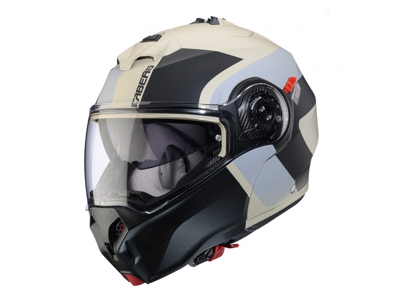 Casca modulabila (flip-up) Caberg model Duke Evo SV Indy P8 sand (nisipiu)/negru/gri mat Pinlock ready - lentila Pinlock inclusa