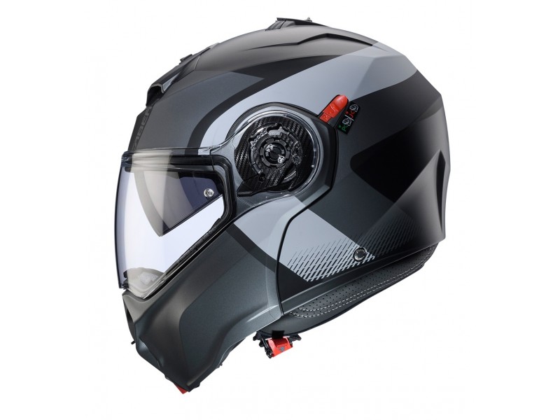 Casca modulabila (flip-up) Caberg model Duke Evo SV Indy P7 SV negru/gun metal (titanium)/gri mat Pinlock ready - lentila Pinlock inclusa