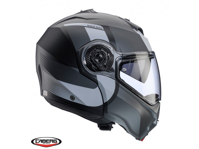 Casca modulabila (flip-up) Caberg model Duke Evo SV Indy P7 SV negru/gun metal (titanium)/gri mat Pinlock ready - lentila Pinlock inclusa
