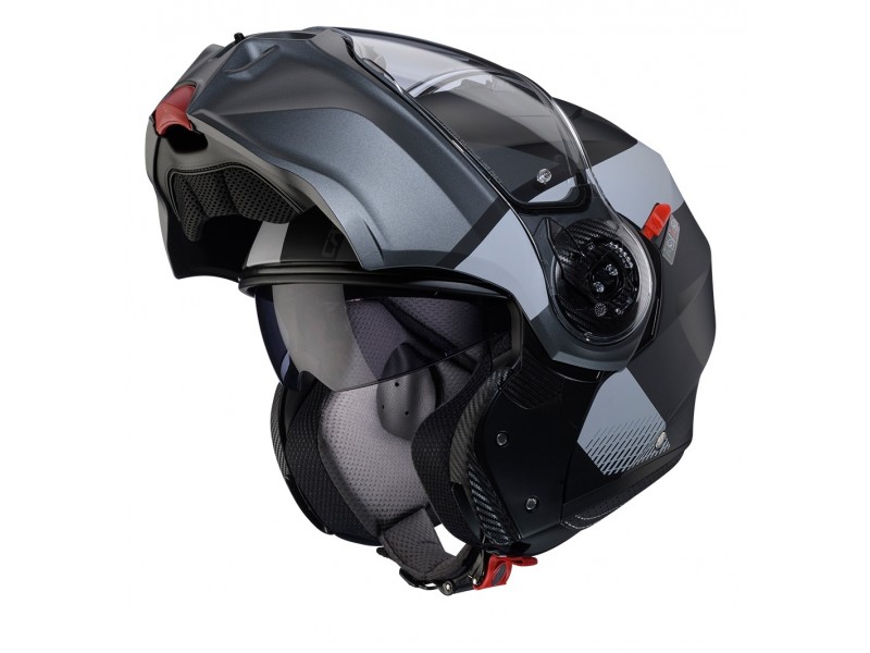 Casca modulabila (flip-up) Caberg model Duke Evo SV Indy P7 SV negru/gun metal (titanium)/gri mat Pinlock ready - lentila Pinlock inclusa