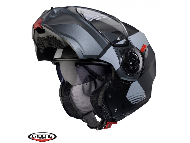 Casca modulabila (flip-up) Caberg model Duke Evo SV Indy P7 SV negru/gun metal (titanium)/gri mat Pinlock ready - lentila Pinlock inclusa