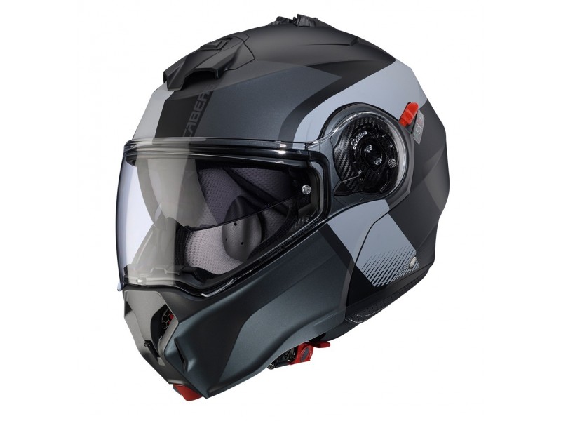 Casca modulabila (flip-up) Caberg model Duke Evo SV Indy P7 SV negru/gun metal (titanium)/gri mat Pinlock ready - lentila Pinlock inclusa