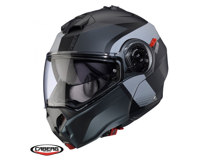 Casca modulabila (flip-up) Caberg model Duke Evo SV Indy P7 SV negru/gun metal (titanium)/gri mat Pinlock ready - lentila Pinlock inclusa