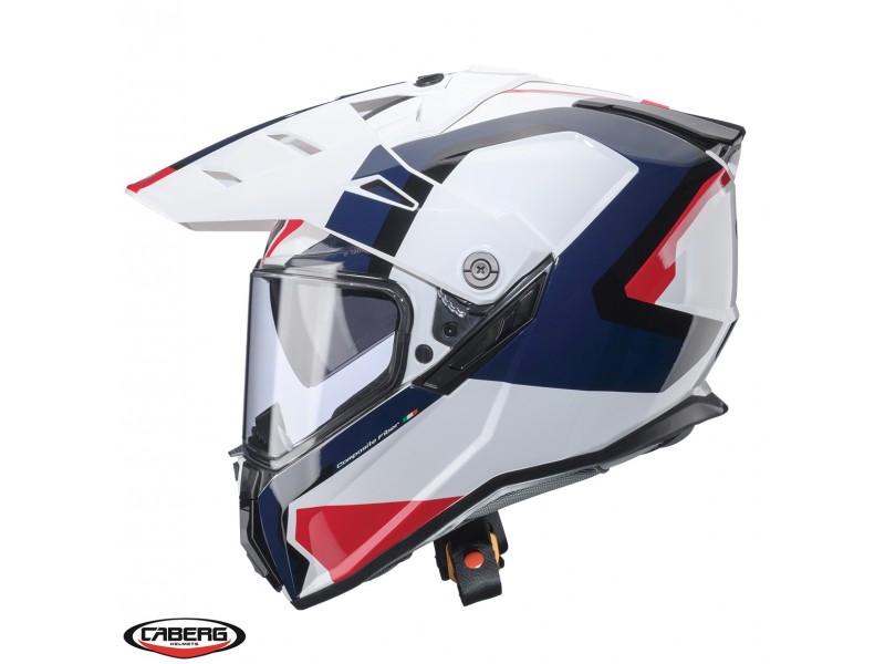 Casca adventure/off road Caberg model Tanami SV Scram H7 alb/rosu/albastru lucios Pinlock ready - lentila Pinlock inclusa