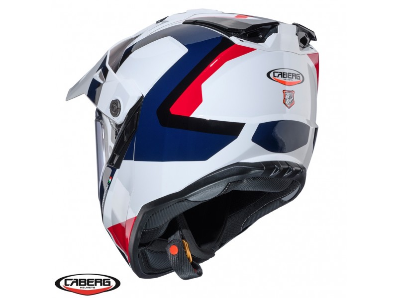 Casca adventure/off road Caberg model Tanami SV Scram H7 alb/rosu/albastru lucios Pinlock ready - lentila Pinlock inclusa