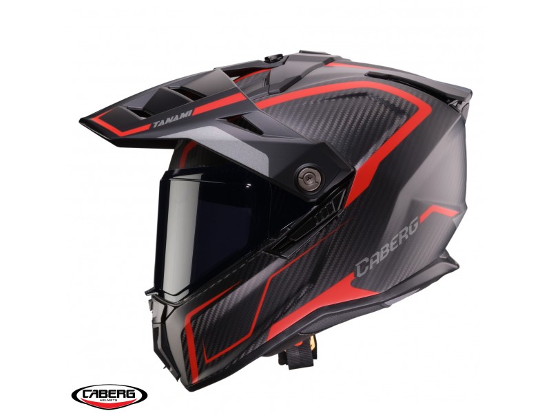 Casca adventure/off road Caberg model Tanami SV Gravity Q8 rosu/gri/negru carbon Pinlock ready - lentila Pinlock inclusa (100% carbon) Casca adventure/off road Caberg model Tanami SV Gravity Q8 rosu/gri/negru carbon Pinlock ready - lentila Pinlock inclusa (100% carbon)