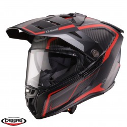 Casca adventure/off road Caberg model Tanami SV Gravity Q8 rosu/gri/negru carbon Pinlock ready - lentila Pinlock inclusa (100% carbon)