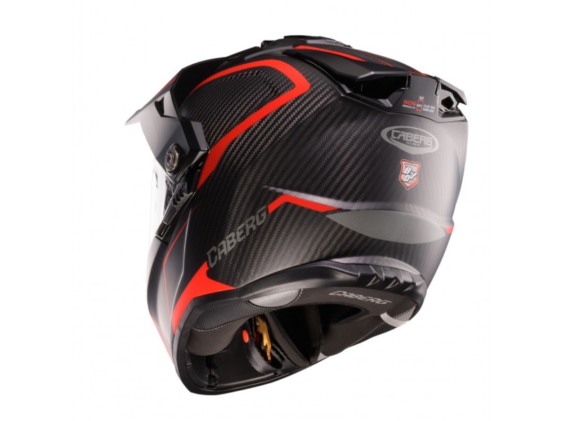 Casca adventure/off road Caberg model Tanami SV Gravity Q8 rosu/gri/negru carbon Pinlock ready - lentila Pinlock inclusa (100% carbon)