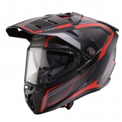 Casca adventure/off road Caberg model Tanami SV Gravity Q8 rosu/gri/negru carbon Pinlock ready - lentila Pinlock inclusa (100% carbon)