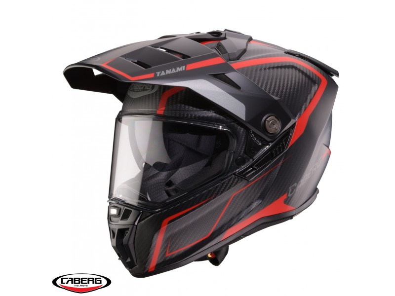 Casca adventure/off road Caberg model Tanami SV Gravity Q8 rosu/gri/negru carbon Pinlock ready - lentila Pinlock inclusa (100% carbon) Casca adventure/off road Caberg model Tanami SV Gravity Q8 rosu/gri/negru carbon Pinlock ready - lentila Pinlock inclusa (100% carbon)