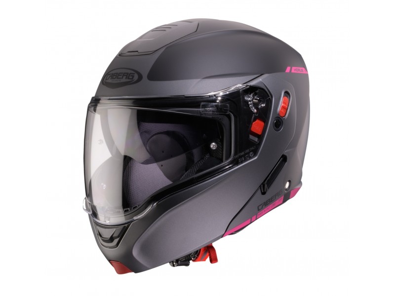 Casca modulabila (flip-up) Caberg model Horus X Ray L9 negru/gri/fuchsia (roz) mat Pinlock ready - lentila Pinlock inclusa
