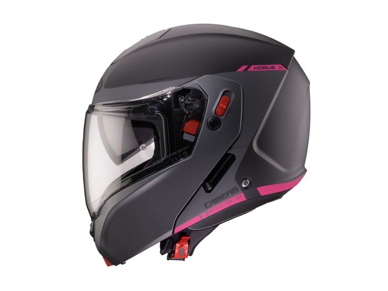 Casca modulabila (flip-up) Caberg model Horus X Ray L9 negru/gri/fuchsia (roz) mat Pinlock ready - lentila Pinlock inclusa