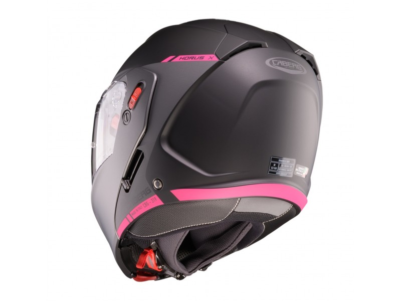Casca modulabila (flip-up) Caberg model Horus X Ray L9 negru/gri/fuchsia (roz) mat Pinlock ready - lentila Pinlock inclusa