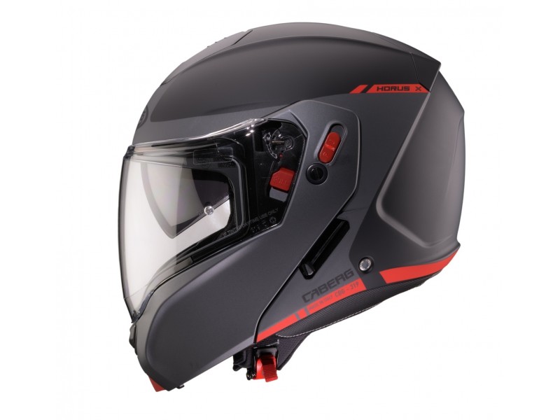 Casca modulabila (flip-up) Caberg model Horus X Ray L6 negru/gri/rosu fluor mat Pinlock ready - lentila Pinlock inclusa