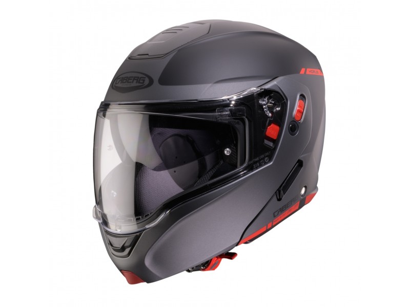 Casca modulabila (flip-up) Caberg model Horus X Ray L6 negru/gri/rosu fluor mat Pinlock ready - lentila Pinlock inclusa