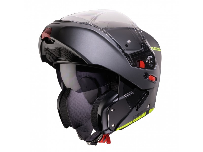 Casca modulabila (flip-up) Caberg model Horus X Ray L6 negru/gri/galben fluor mat Pinlock ready - lentila Pinlock inclusa