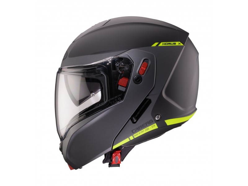Casca modulabila (flip-up) Caberg model Horus X Ray L6 negru/gri/galben fluor mat Pinlock ready - lentila Pinlock inclusa
