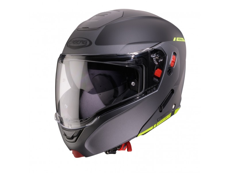 Casca modulabila (flip-up) Caberg model Horus X Ray L6 negru/gri/galben fluor mat Pinlock ready - lentila Pinlock inclusa