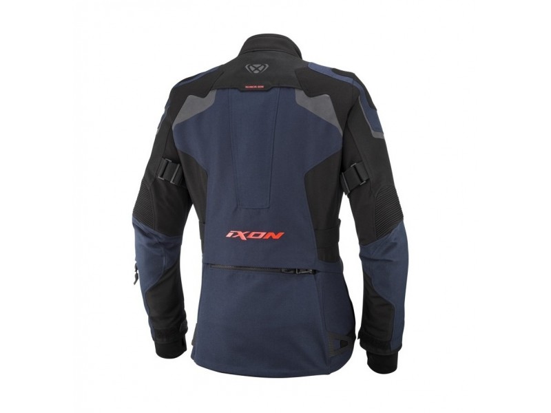 Geaca (jacheta) motociclete femei Touring/Adventure Ixon All season/vara model Odin LS culoare: navy (albastru)/negru/rosu