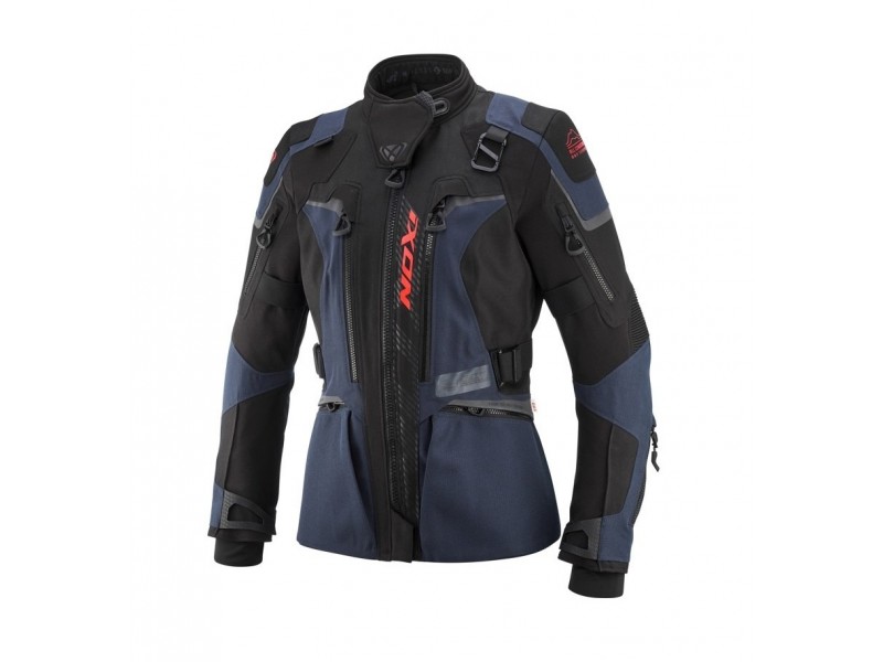 Geaca (jacheta) motociclete femei Touring/Adventure Ixon All season/vara model Odin LS culoare: navy (albastru)/negru/rosu