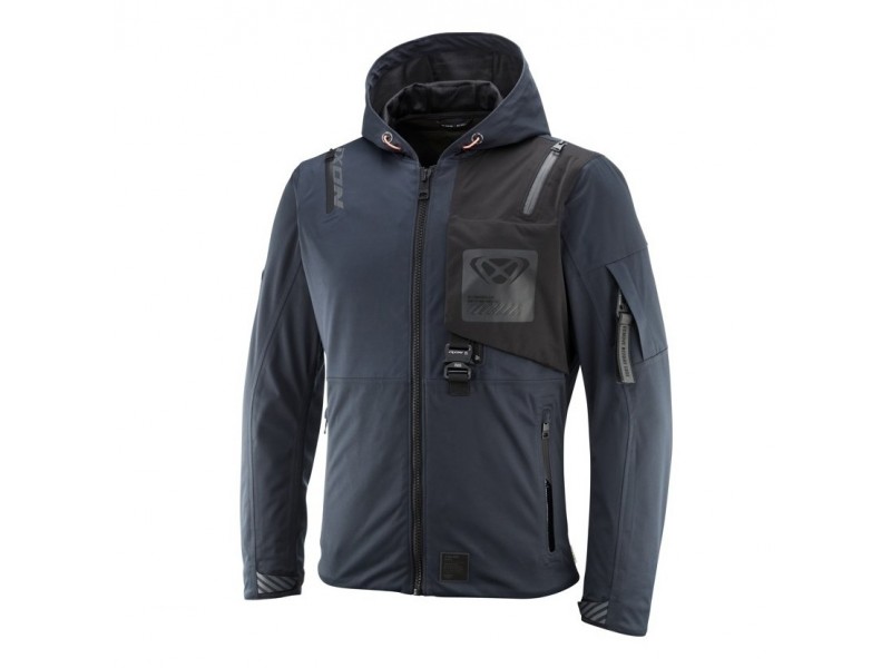 Geaca (jacheta) motociclete barbati Touring/Adventure/Urban Ixon Mid-Season model M-Quarter MS culoare: navy (albastru)/negru (geaca laminata; waterproof si pe exterior)