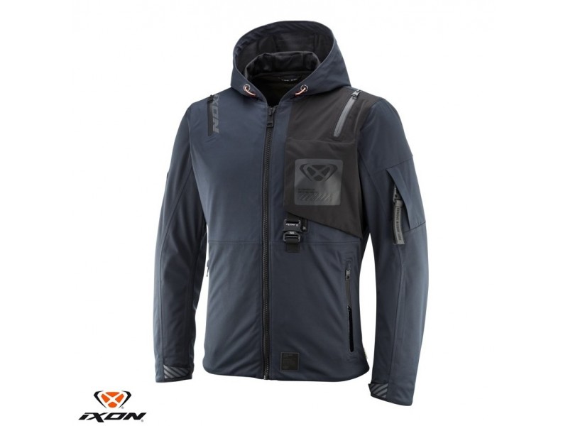 Geaca (jacheta) motociclete barbati Touring/Adventure/Urban Ixon Mid-Season model M-Quarter MS culoare: navy (albastru)/negru (geaca laminata; waterproof si pe exterior)