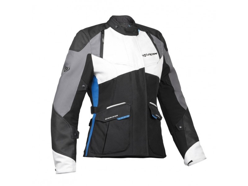 Geaca (jacheta) motociclete femei Touring/Adventure Ixon All season model Balder LS culoare: negru/gri/albastru