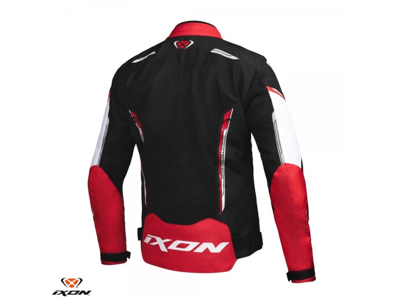 Geaca (jacheta) motociclete barbati Racing/Roadster Ixon vara model Striker AIR WP MS culoare: negru/alb/rosu Geaca (jacheta) motociclete barbati Racing/Roadster Ixon vara model Striker AIR WP MS culoare: negru/alb/rosu