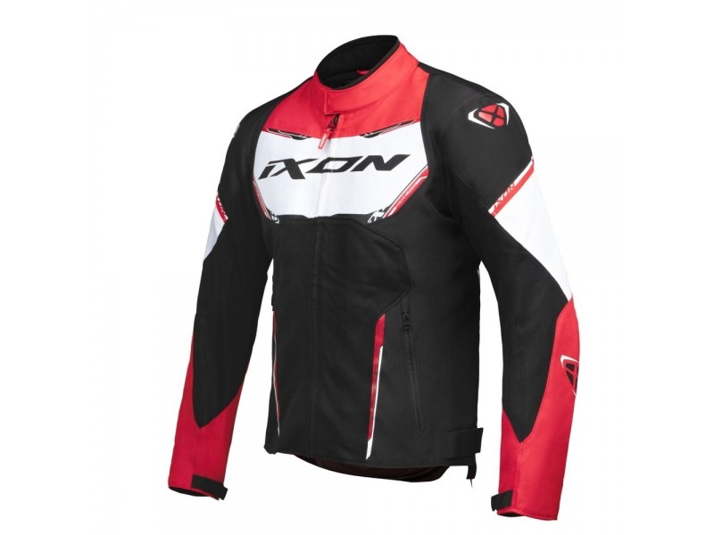 Geaca (jacheta) motociclete barbati Racing/Roadster Ixon vara model Striker AIR WP MS culoare: negru/alb/rosu