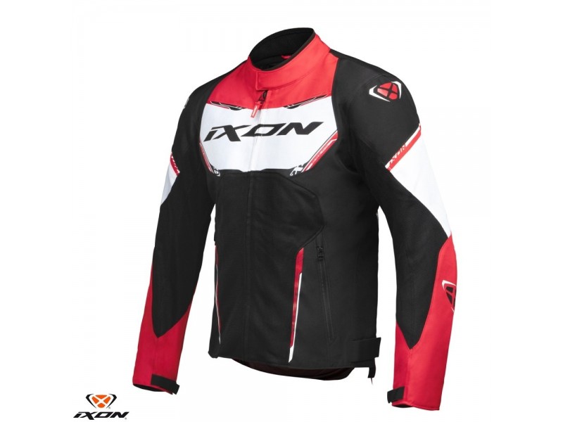 Geaca (jacheta) motociclete barbati Racing/Roadster Ixon vara model Striker AIR WP MS culoare: negru/alb/rosu Geaca (jacheta) motociclete barbati Racing/Roadster Ixon vara model Striker AIR WP MS culoare: negru/alb/rosu