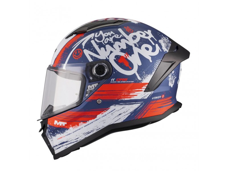 Casca integrala MT Stinger 2 Kids Rocket C17 albastru/rosu mat - tip viziera: MT-V-28B