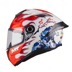 Casca integrala MT Targo S Yamanaka A5 alb/rosu lucios - omologare noua ECE 22.06