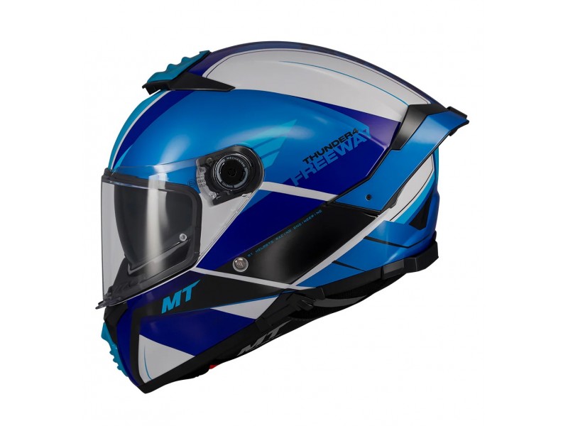 Casca integrala MT Thunder 4 SV Freeway A17 albastru lucios (ochelari soare integrati) - tip viziera: MT-V-28B