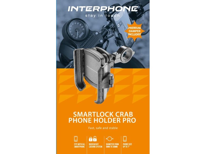 Suport telefon Interphone model Crab - suport universal montare telefon cu modul antivibratii integrat Suport telefon Interphone model Crab - suport universal montare telefon cu modul antivibratii integrat